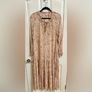 Women's Show Me Your‎ MuMu Brown Cream Print Maxi Dress. Size Small.